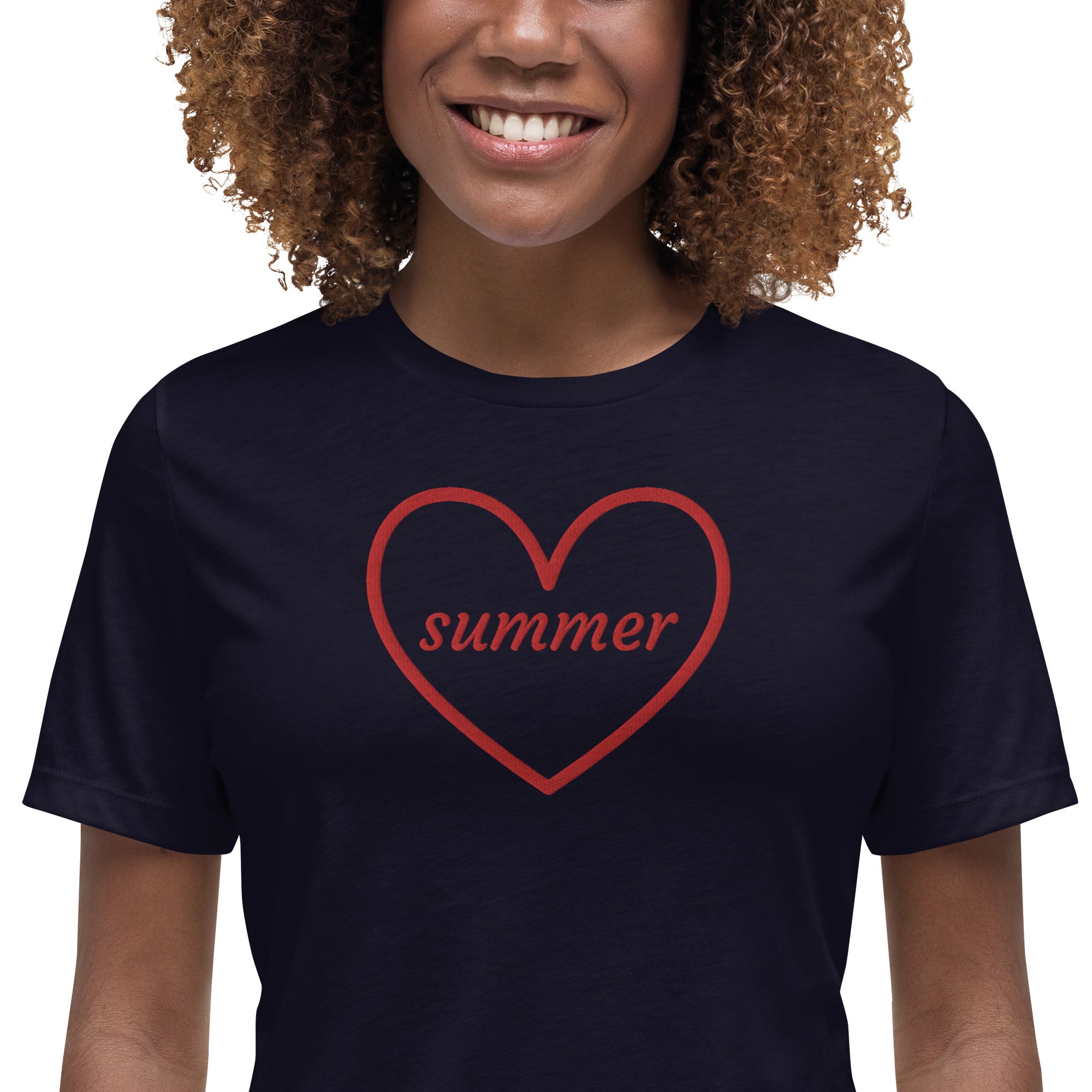 Lockeres Damen-T-Shirt Stickerei