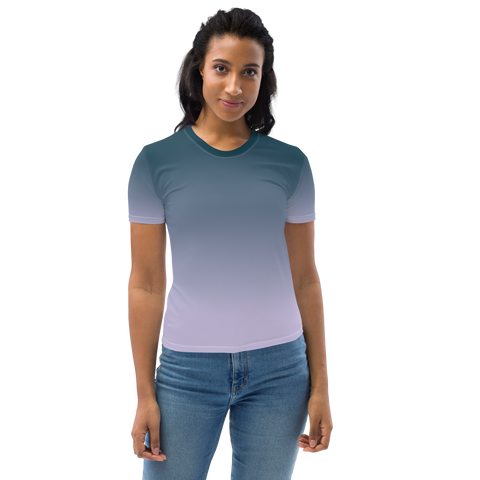 Damen-T-Shirt Allover-Druck Farbverlauf