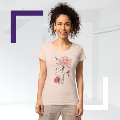 Basic Bio-T-Shirt für Damen Hand_Blume